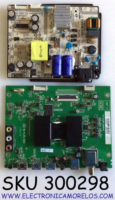 KIT DE TARJETAS PARA TV TCL / NUMERO DE PARTE MAIN T8-43NA3R-MA1 / 40-UX3801-MAB2HG / V8-UX38001-LF1V028 / UX38L / FUENTE  81-PBE040-H91 / SHG4202A-101H / DLBB445 / 20170301 / SHG4202A04-101H / CQC12001080504 / PANEL LVF430C50T / MODELO 43S303